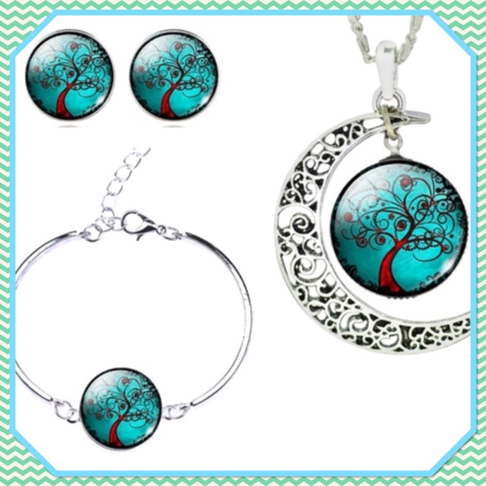 💫New❤️❤️4 Piece Set Glass Cabochon Jewelry